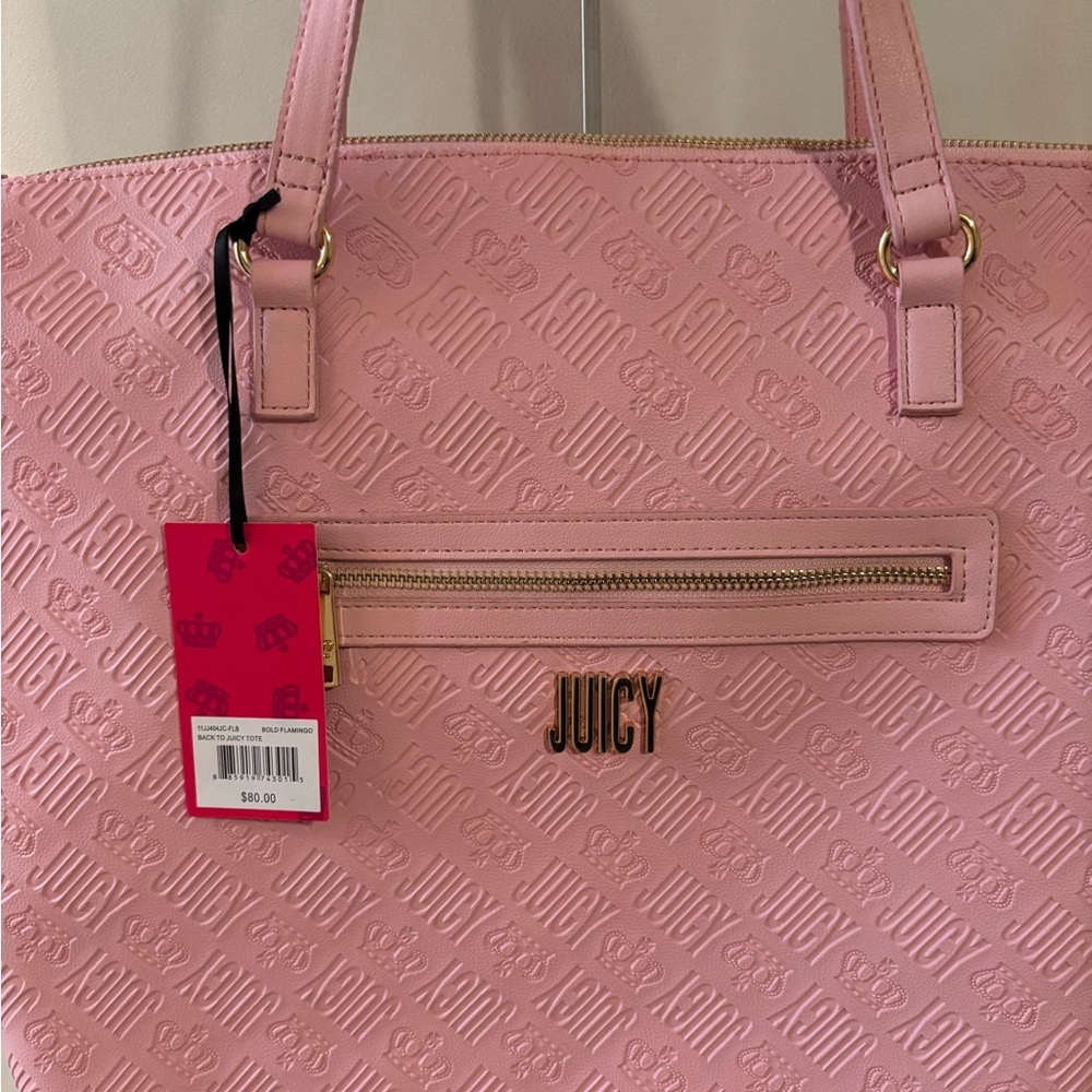 Juicy Couture Back to Juicy Tote Pink Bag with Metallic Accents NWT 18x13 - Picture 3 of 11